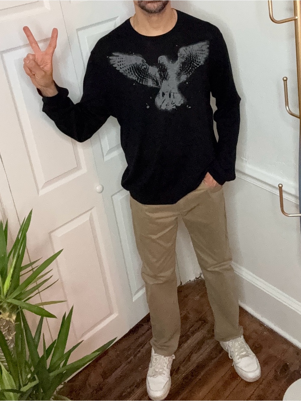 Vintage Early Aughts Banana Republic Graphic Sweater with Dove/Black See Thru - Picture 6 of 14